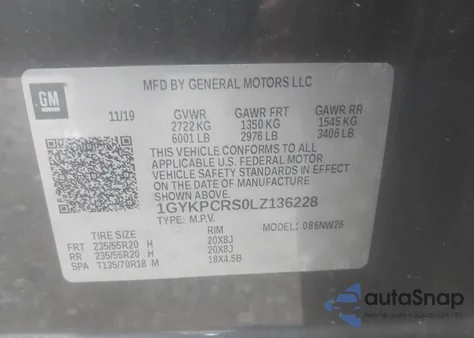 2020 Cadillac Xt6 Fwd Premium Luxury from USA, damaged, VIN 1GYKPCRS0LZ136228